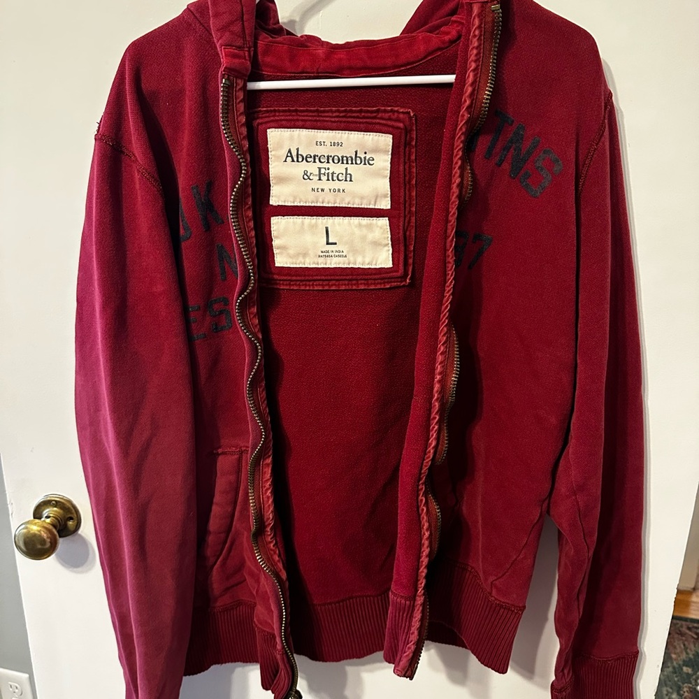 Abercrombie & Fitch Burgundy Zip-Up Hoodie